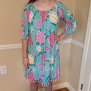 Simply Southern Floral Dress - Aqua and Pink